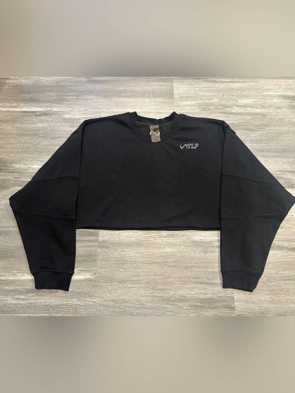 TLF Chill Fleece Oversized Cropped Black Crewneck Large